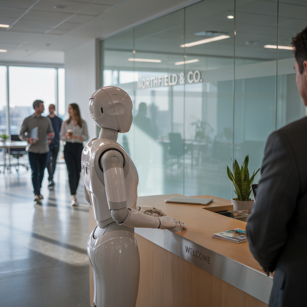 Robot à l'accueil d'une entreprise